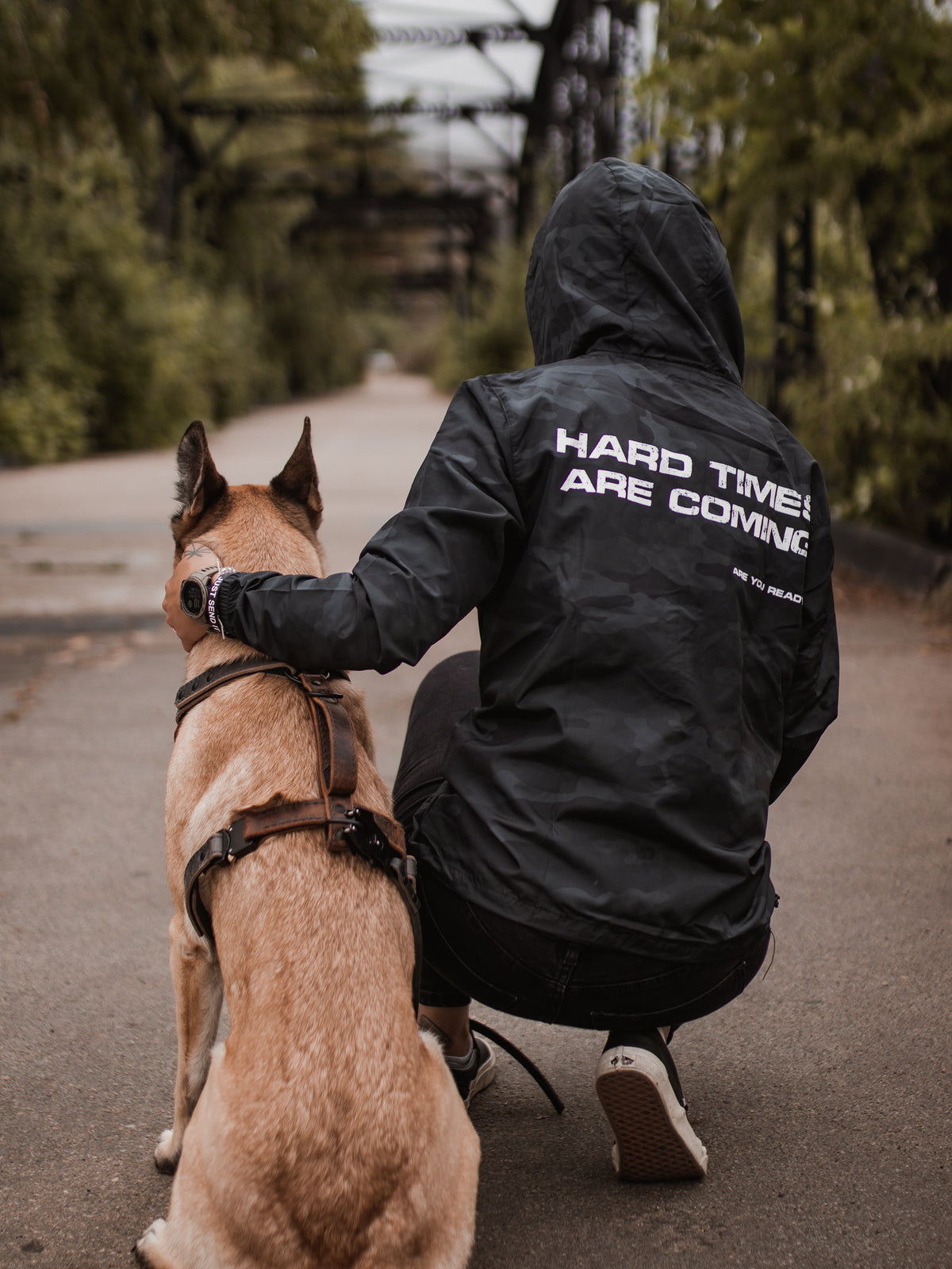 "Hard Times Are Coming" Windbreaker
